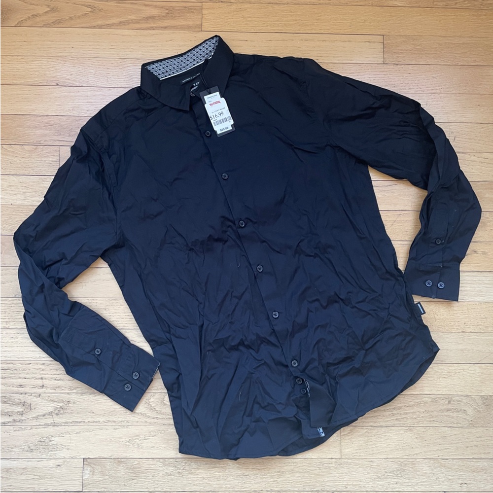 Men's Black Button-Up Dress Shirt